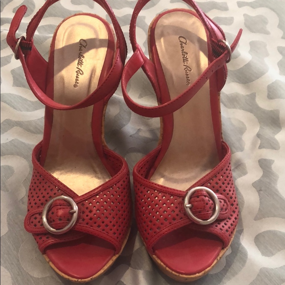 NWT wedge sandal red Charlotte Russe sz 7
